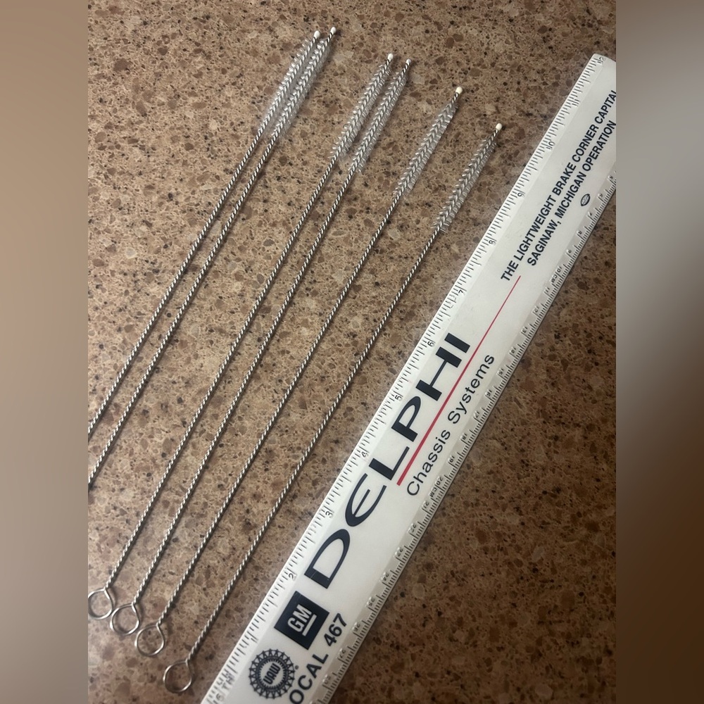 Silver Thin Cleaning Brushes for Straws, 6-pack, 10” long - Picture 3 of 4